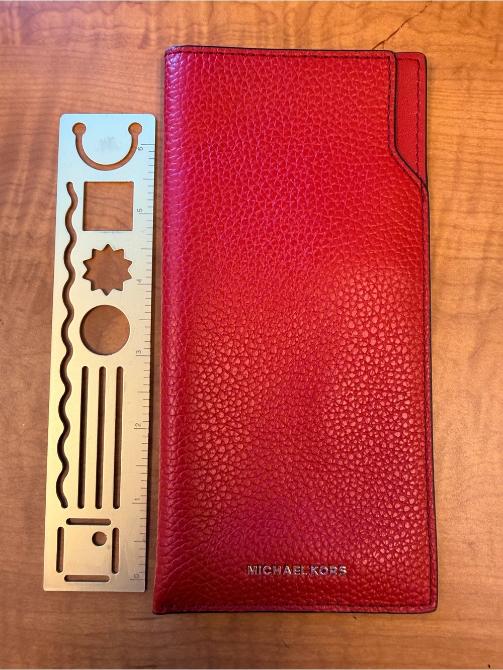 Michael Kors Red Pebbled Leather Card & Key Holder